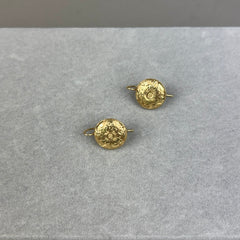 Antique Victorian 14k Gold Floral Button Drop Earring