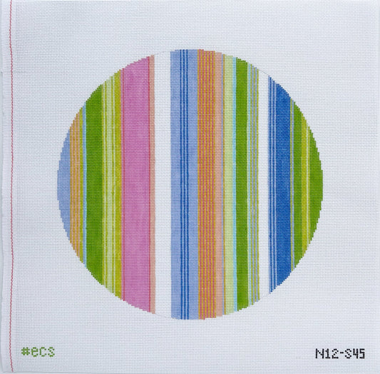 Elizabeth Crane Swartz Designs Lulu Stripes 12 Inch Round Needlepoint Canvas