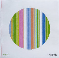 Elizabeth Crane Swartz Designs Lulu Stripes 12 Inch Round Needlepoint Canvas