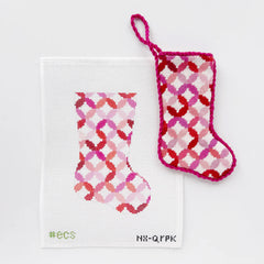 Elizabeth Crane Swartz Designs Pink Quilt Rings Mini Stocking Needlepoint Canvas