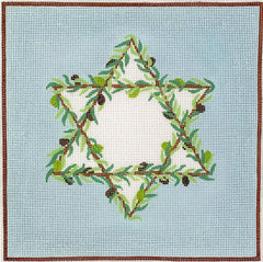 Kate Dickerson Needlepoint Collections Tefillin Bag Olive Branches Star of David Needlepoint Canvas
