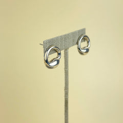 Vintage Sterling Silver Puffy Circle Post Earring