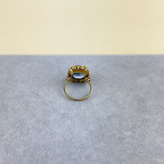 Vintage Retro Lab Aquamarine and 14k Gold Ring