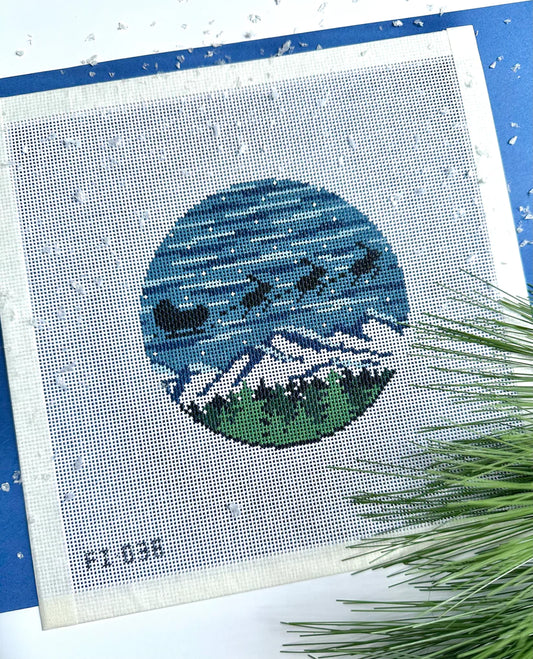 Fire and Iris Sleigh Bells Ring Needlepoint Canvas