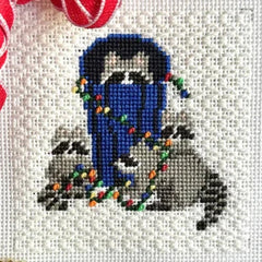 Fire and Iris Rocky Racoon's Holiday Party Needlepoint Canvas
