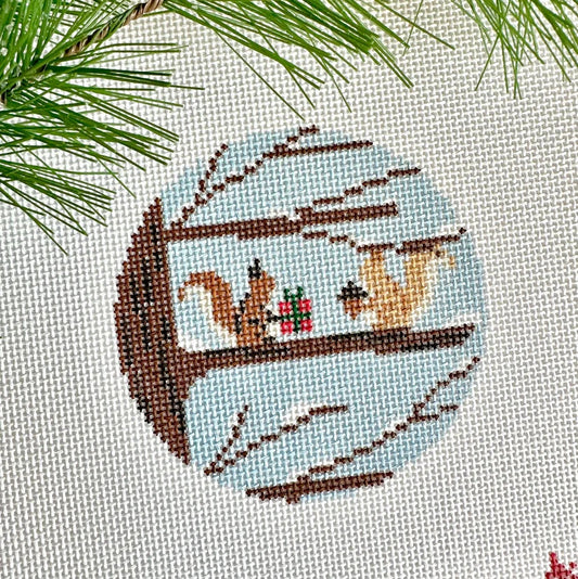 Fire and Iris Squirrely Gift Exchange Needlepoint Canvas