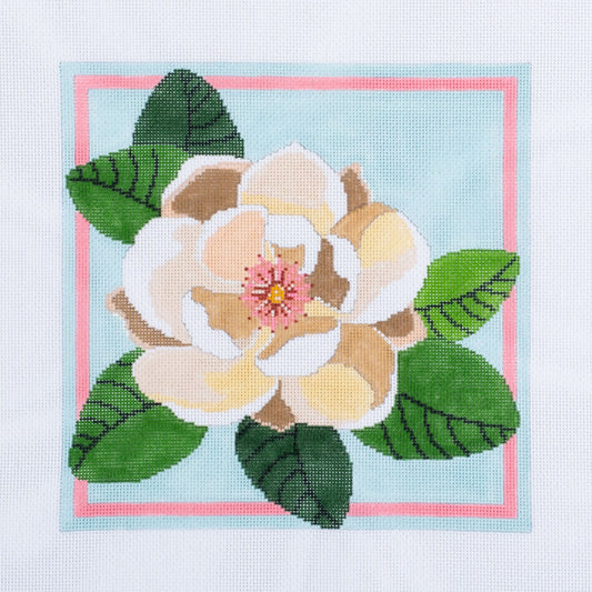 Changing Woman Designs Southern Magnolia Flower Needlepoint Canvas - White