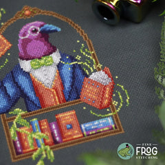Fine Frog Stitching Crow Librarian Cross Stitch Pattern