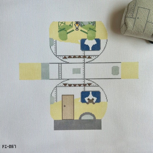 Fire and Iris 3D Airstream Camper Needlepoint Canvas