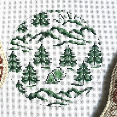 Fire and Iris Camp Round Needlepoint Canvas