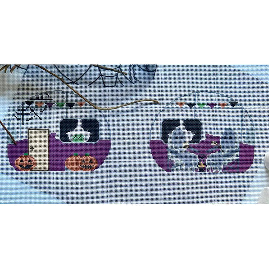 Fire and Iris Double Sided Airstream Camper - Halloween Needlepoint Canvas