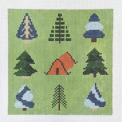 Fire and Iris Happy Camper Needlepoint Canvas