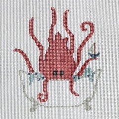 Fire and Iris Kraken Needlepoint Canvas