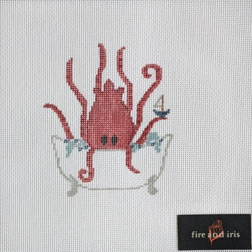Fire and Iris Kraken Needlepoint Canvas