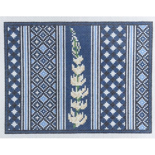 Fire and Iris Lupine Clutch - Blue Patchwork Needlepoint Canvas