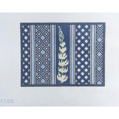 Fire and Iris Lupine Clutch - Blue Patchwork Needlepoint Canvas