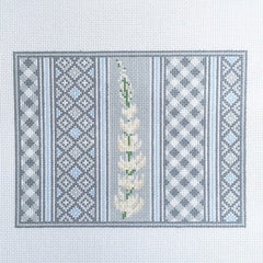 Fire and Iris Lupine Clutch - Gray Patchwork Needlepoint Canvas