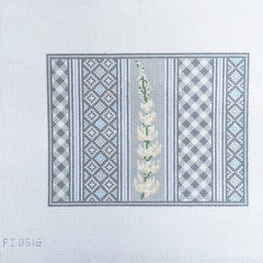 Fire and Iris Lupine Clutch - Gray Patchwork Needlepoint Canvas