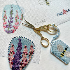 Fire and Iris Lupine Scissors Case and Bee Fob Needlepoint Canvas