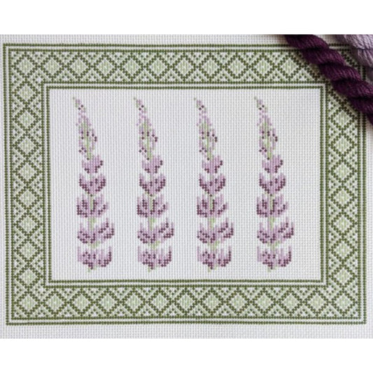 Fire and Iris Lupine Sign - Geo Border Needlepoint Canvas