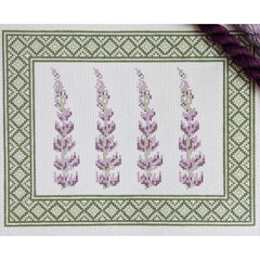 Fire and Iris Lupine Sign - Geo Border Needlepoint Canvas