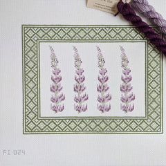 Fire and Iris Lupine Sign - Geo Border Needlepoint Canvas