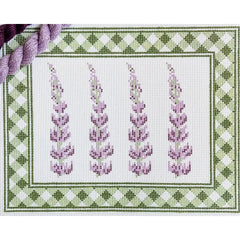 Fire and Iris Lupine Sign - Gingham Border Needlepoint Canvas
