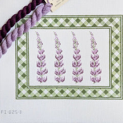 Fire and Iris Lupine Sign - Gingham Border Needlepoint Canvas