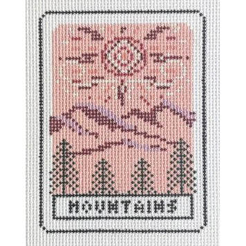 Fire and Iris Mountains Tarot Card Needlepoint Canvas