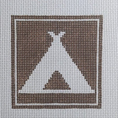 Fire and Iris Outdoor Recreation Sign Coaster - Camping Needlepoint Canvas