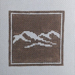 Fire and Iris Outdoor Winter Recreation Sign Coaster - Mountains Needlepoint Canvas