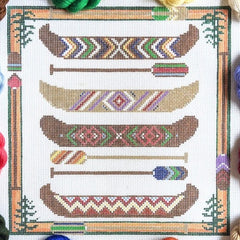 Fire and Iris Paddlin' Canoes Needlepoint Canvas