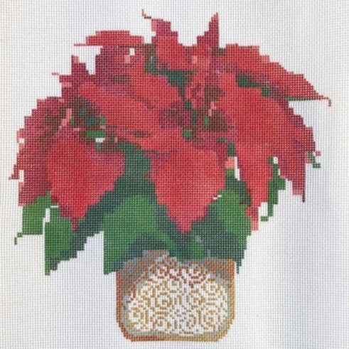 Fire and Iris Red Poinsettia - Large Needlepoint Canvas