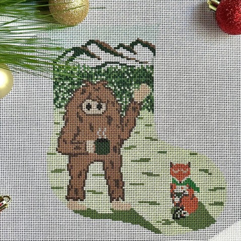 Fire and Iris Sasquatch Mini Stocking Needlepoint Canvas