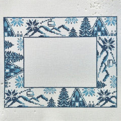 Fire and Iris Winter Ski Frame Needlepoint Canvas