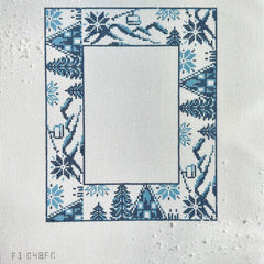 Fire and Iris Winter Ski Frame Needlepoint Canvas