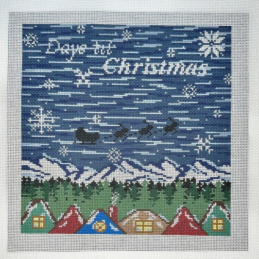 Fire and Iris Sleigh Bells Ring Sleigh Ride Advent Calendar Needlepoint Canvas