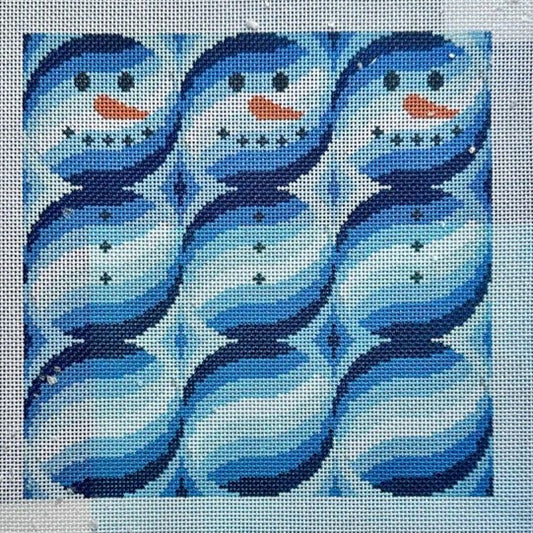 Fire and Iris Snowman Bargello - Brr-Gello Needlepoint Canvas