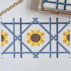 Fire and Iris Sunflower Clutch - Blue Needlepoint Canvas