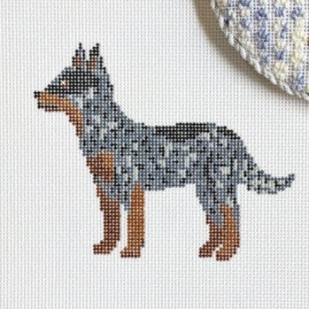 Fire and Iris The Cali Cattle Dog - Blue Heeler Needlepoint Canvas