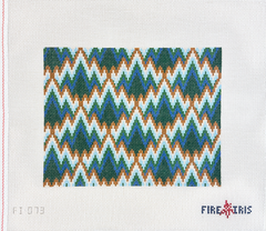 Fire and Iris Mountain Bargello - Greens Needlepoint Canvas