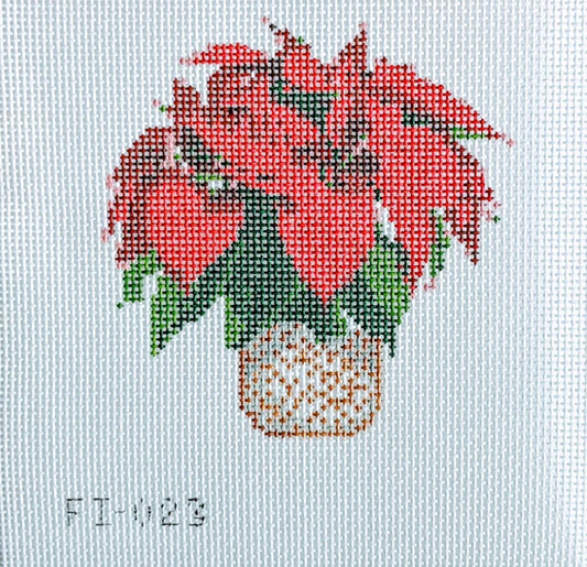 Fire and Iris Poinsettia Needlepoint Canvas