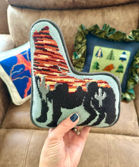 Fire and Iris Sunset Howlin' Wolf Silhouette Needlepoint Canvas