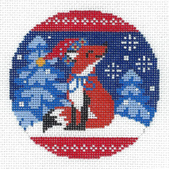 PLD Designs Abigail Cecile Fox in Blues Needlepoint Canvas