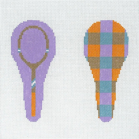 Frances Abel Studio Vintage Tennis Racket Scissors Case Needlepoint Canvas