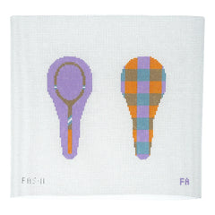 Frances Abel Studio Vintage Tennis Racket Scissors Case Needlepoint Canvas