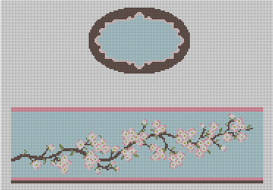 Funda Scully Dogwood Oval Hinged Box Needlepoint Canvas