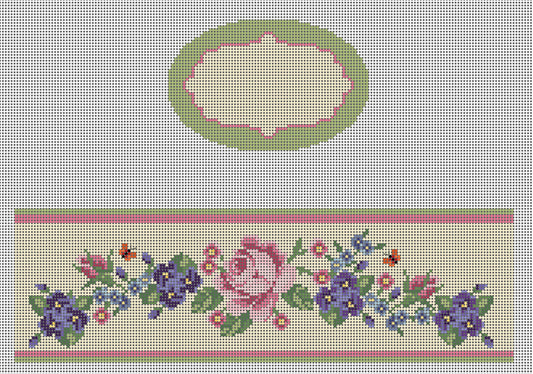 Funda Scully Flowers Oval Hinged Box Needlepoint Canvas