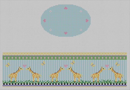 Funda Scully Baby Giraffe Oval Hinged Box Needlepoint Canvas