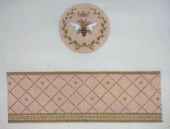Funda Scully Queen Bee Beige Round Hinged Box Needlepoint Canvas